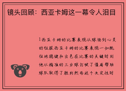 镜头回顾：西亚卡姆这一幕令人泪目